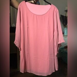 Pink with Ruffle Sleeve Blouse
